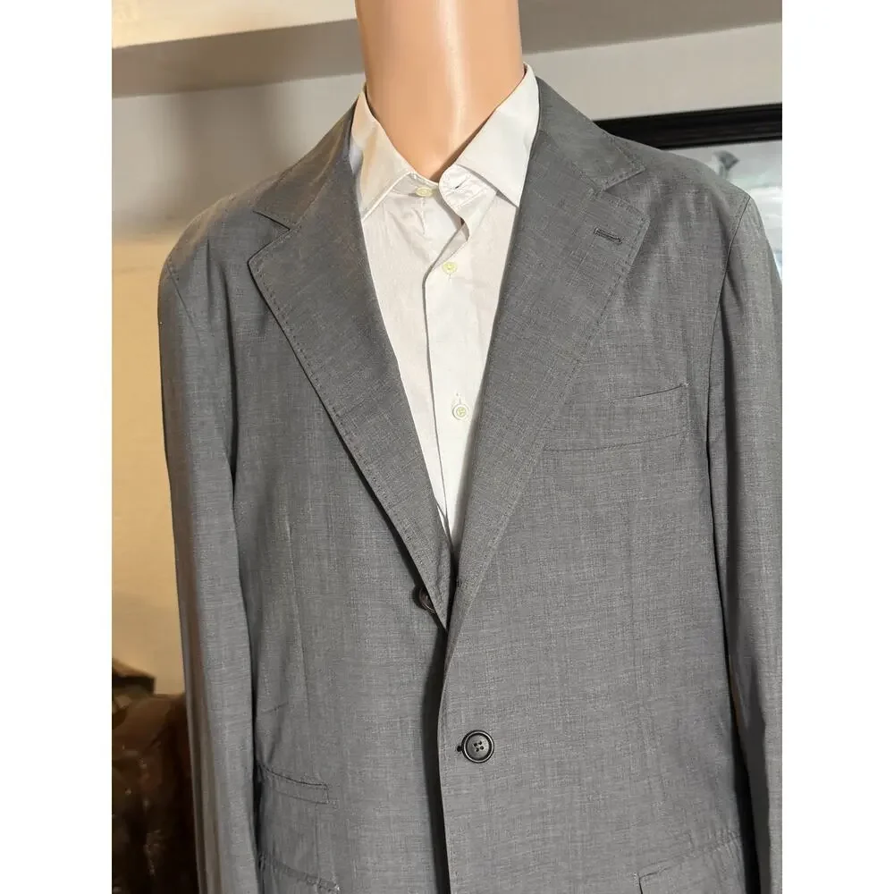 Brunello Cucinelli Wool Silk Deconstructed Blazer Gray Lightweight 50 40R